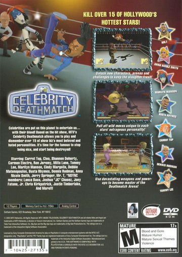 
MTV Celebrity Deathmatch | PlayStation 2 | back cover | Data by MobyGames.com