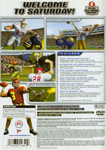 NCAA Football 2004 | PlayStation 2 | back cover | region=North America | source-country=Canada,United States | zypher-v2 | moby-976859c427a1 | Data by MobyGames.com