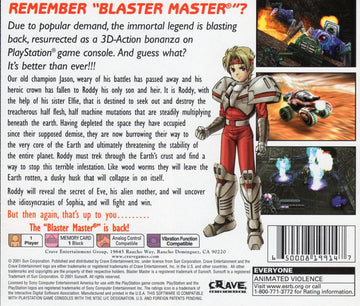 
Blaster Master: Blasting Again | PlayStation | back cover | Data by MobyGames.com