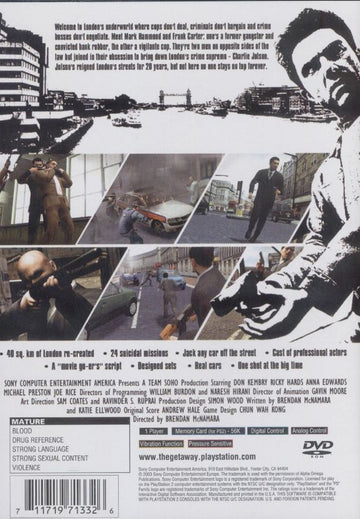 
The Getaway | PlayStation 2 | back cover | Data by MobyGames.com