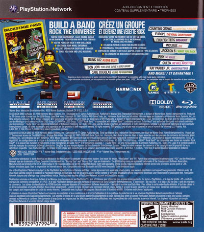 
LEGO Rock Band | PlayStation 3 | back cover | Data by MobyGames.com