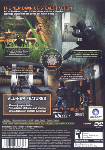 
Tom Clancy's Splinter Cell: Pandora Tomorrow | PlayStation 2 | back cover | Data by MobyGames.com