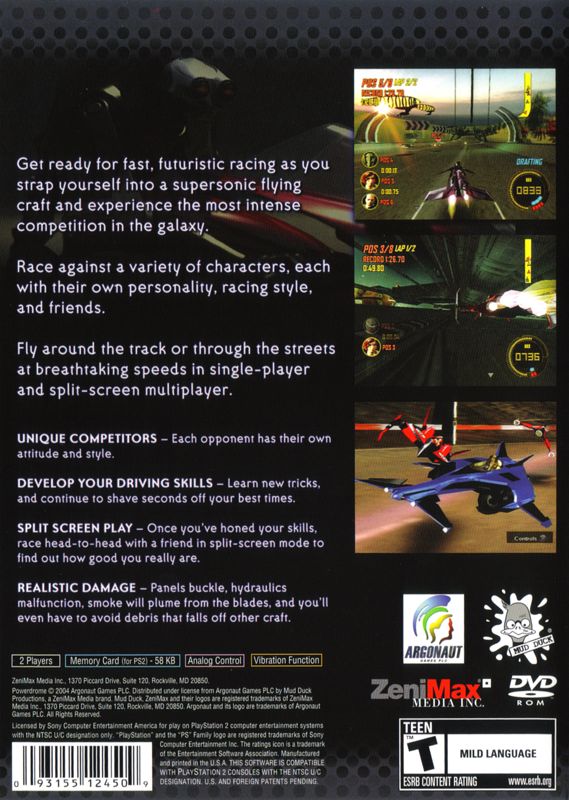 Power Drome | PlayStation 2 | back cover | region=North America | source-country=United States | zypher-v2 | moby-6d05cd7f652a | Data by MobyGames.com