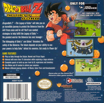 
Dragon Ball Z: The Legacy of Goku | Game Boy Advance | back cover | Data by MobyGames.com