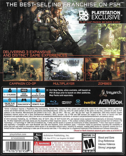 Call of Duty: Black Ops III | PlayStation 4 | back cover | region=North America | source-country=United States | zypher-v2 | moby-f97ea008b77a | Data by MobyGames.com