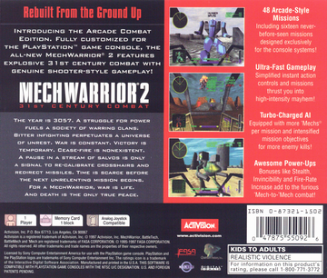 
MechWarrior 2: 31st Century Combat | PlayStation | back cover | Data by MobyGames.com