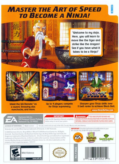 Ninja Reflex | Wii | back cover | region=North America | source-country=Canada,Mexico,Other,United States | zypher-v2 | moby-7f203f5ec73b | Data by MobyGames.com