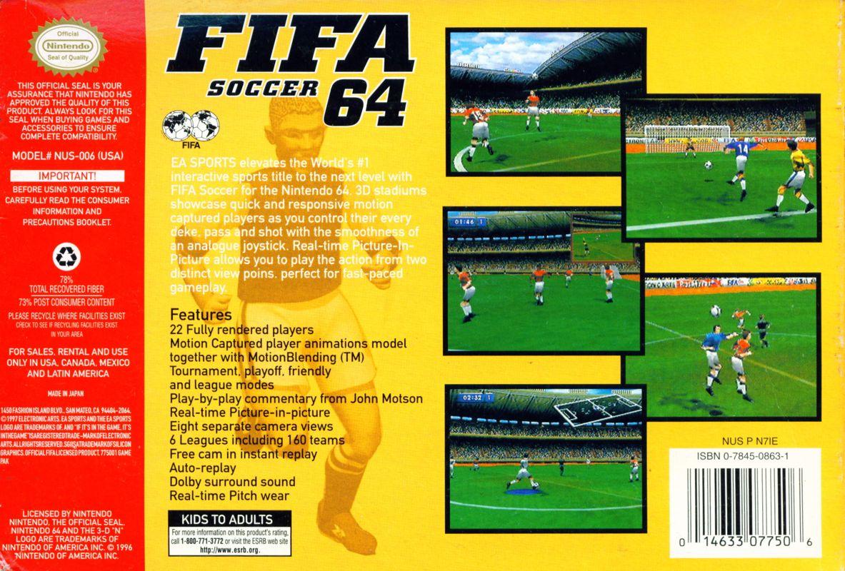 
FIFA Soccer 64 | Nintendo 64 | back cover | Data by MobyGames.com