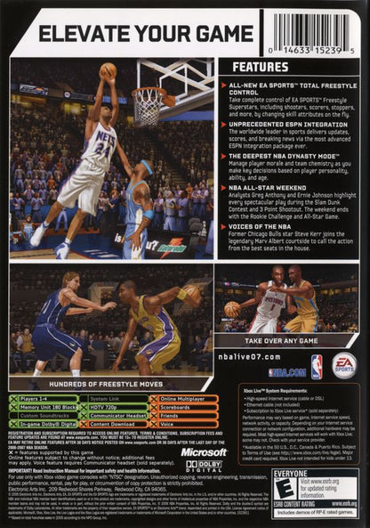 NBA Live 07 | Xbox | back cover | region=North America | source-country=United States | zypher-v2 | moby-40891be29b0c | Data by MobyGames.com