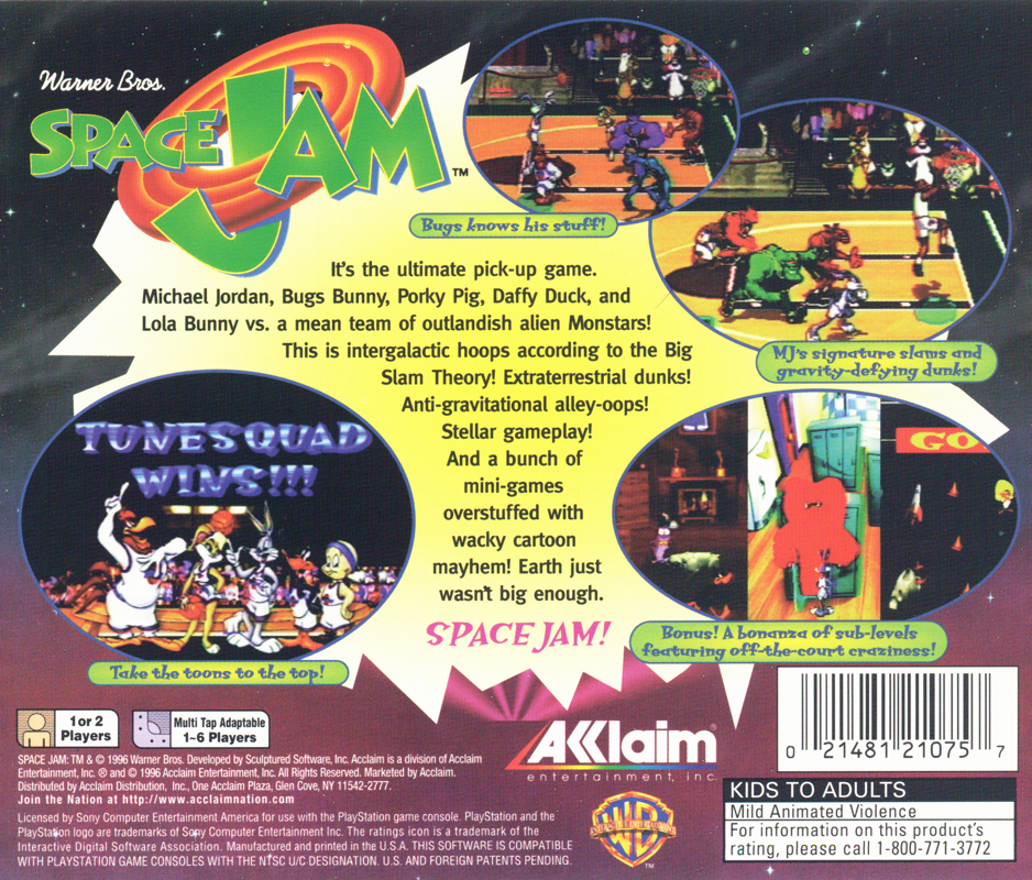 Space Jam | PlayStation | back cover | Data by MobyGames.com