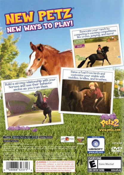 Petz: Horsez 2 | PlayStation 2 | back cover | region=North America | source-country=United States | zypher-v2 | moby-c3972f667f7c | Data by MobyGames.com