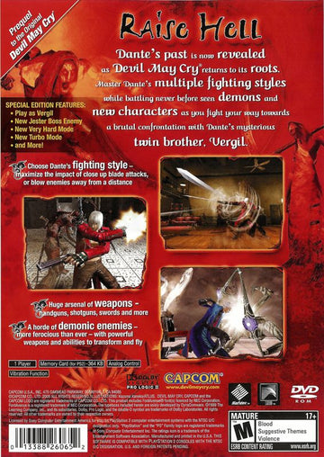 
Devil May Cry 3: Dante's Awakening - Special Edition | PlayStation 2 | back cover | Data by MobyGames.com