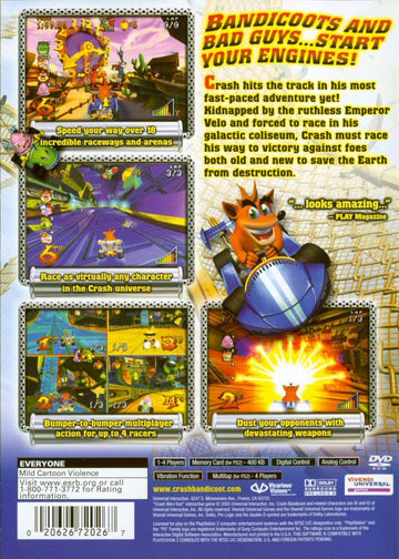 Crash Nitro Kart | PlayStation 2 | back cover | region=North America | source-country=Canada,United States | zypher-v2 | moby-8ed08c1b534f | Data by MobyGames.com