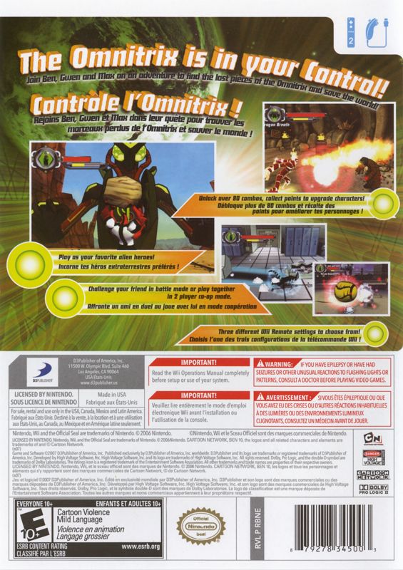 
Ben 10: Protector of Earth | Wii | back cover | Data by MobyGames.com