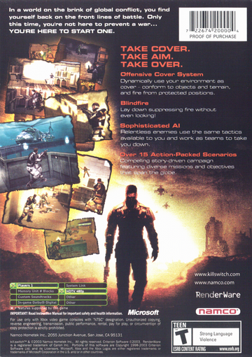 kill.switch | Xbox | back cover | region=North America | source-country=United States | zypher-v2 | moby-9b43b42e3ac1 | Data by MobyGames.com