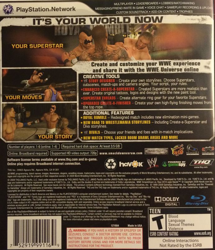 WWE Smackdown vs. Raw 2010 | PlayStation 3 | back cover | region=North America | source-country=United States | zypher-v2 | moby-3425c53d971a | Data by MobyGames.com