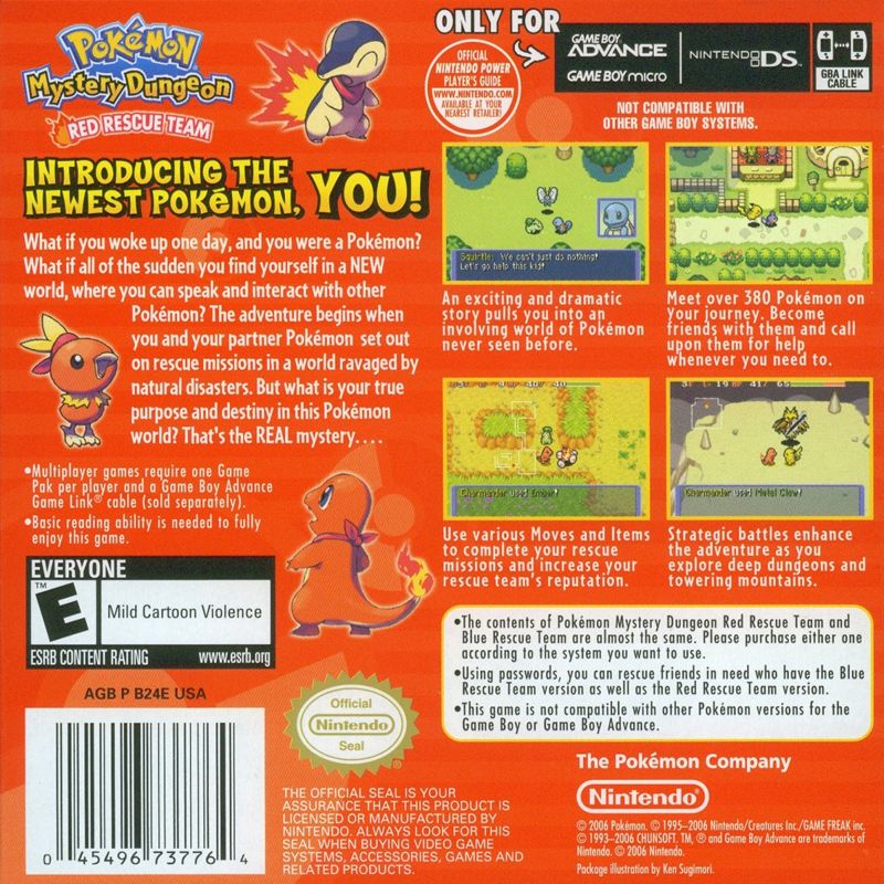 Pokémon Mystery Dungeon: Red Rescue Team | Game Boy Advance | back cover | Data by MobyGames.com