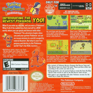 
Pokémon Mystery Dungeon: Red Rescue Team | Game Boy Advance | back cover | Data by MobyGames.com