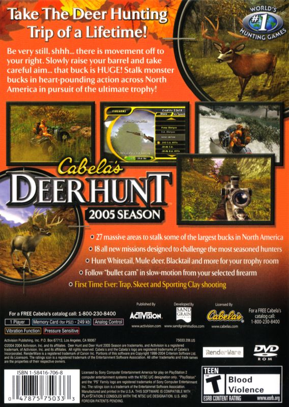 
Cabela's Deer Hunt: 2005 Season | PlayStation 2 | back cover | Region: North America | source-country=United States | Data by MobyGames.com