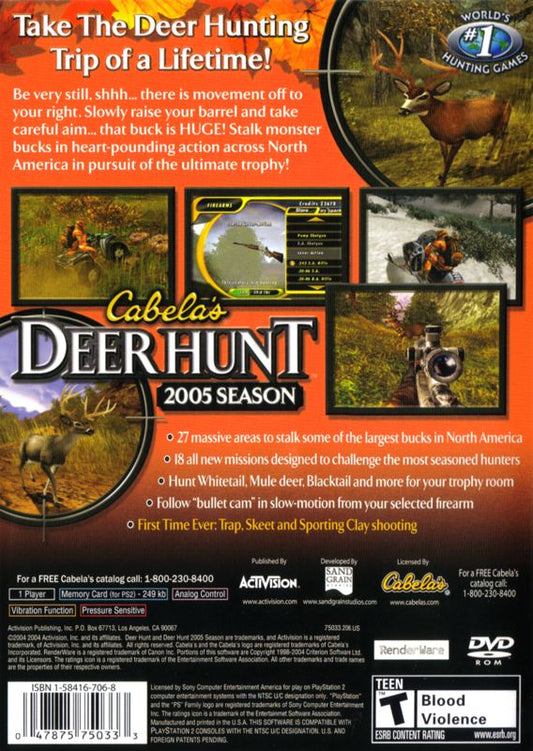 
Cabela's Deer Hunt: 2005 Season | PlayStation 2 | back cover | Region: North America | source-country=United States | Data by MobyGames.com