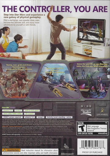 Kinect Star Wars | Xbox 360 | back cover | region=North America | source-country=United States | zypher-v2 | moby-a4e121b114de | Data by MobyGames.com