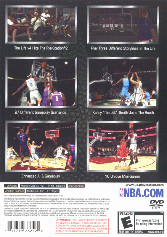 NBA 09: The Inside | PlayStation 2 | back cover | region=North America | source-country=United States | zypher-v2 | moby-e818b2e1d76f | Data by MobyGames.com