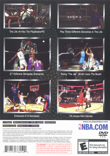 NBA 09: The Inside | PlayStation 2 | back cover | region=North America | source-country=United States | zypher-v2 | moby-e818b2e1d76f | Data by MobyGames.com