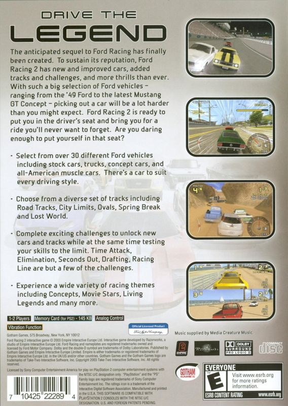 Ford Racing 2 | PlayStation 2 | back cover | region=North America | source-country=Canada,United States | zypher-v2 | moby-3a39d4c7b02b | Data by MobyGames.com