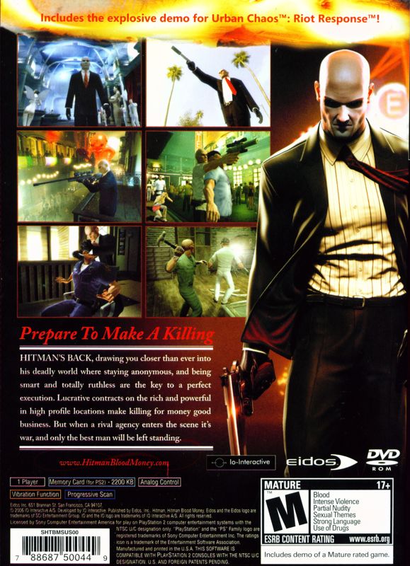 
Hitman: Blood Money | PlayStation 2 | back cover | Data by MobyGames.com