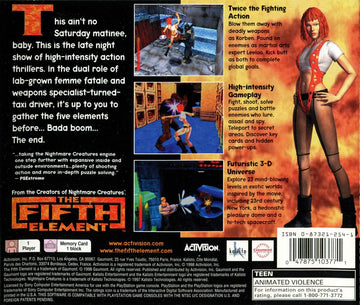 
The Fifth Element | PlayStation | back cover | Data by MobyGames.com