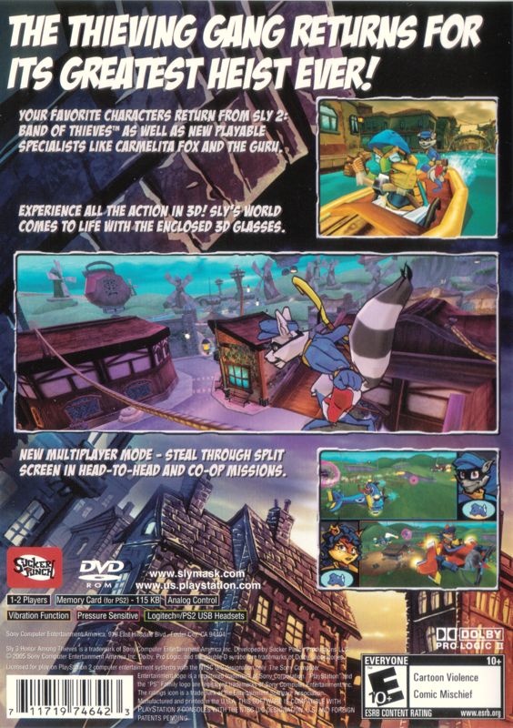 Sly 3: Honor Among Thieves | PlayStation 2 | back cover | Data by MobyGames.com