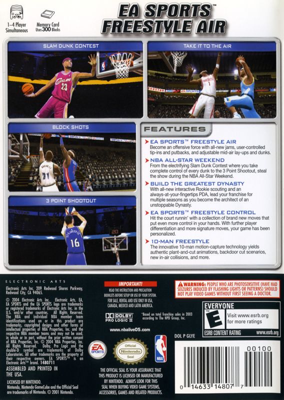 NBA Live 2005 | GameCube | back cover | Data by MobyGames.com