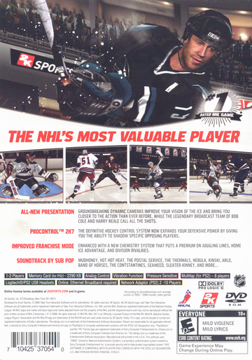 
NHL 2K7 | PlayStation 2 | back cover | Data by MobyGames.com