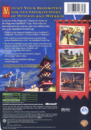 
Harry Potter: Quidditch World Cup | Xbox | back cover | Data by MobyGames.com