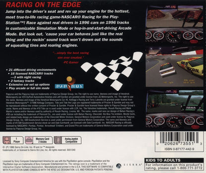 
NASCAR Racing | PlayStation | back cover | Region: North America | source-country=United States | Data by MobyGames.com