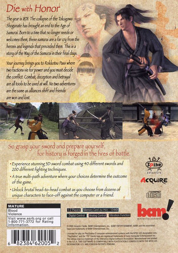 
Way of the Samurai | PlayStation 2 | back cover | Data by MobyGames.com