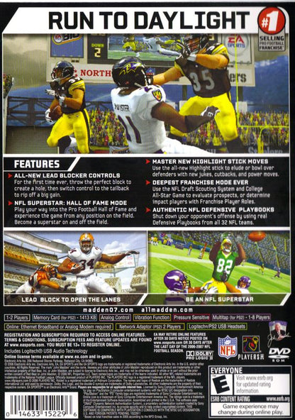 Madden NFL 07 | PlayStation 2 | back cover | region=North America | source-country=Canada,United States | zypher-v2 | moby-1b580a4e13c4 | Data by MobyGames.com