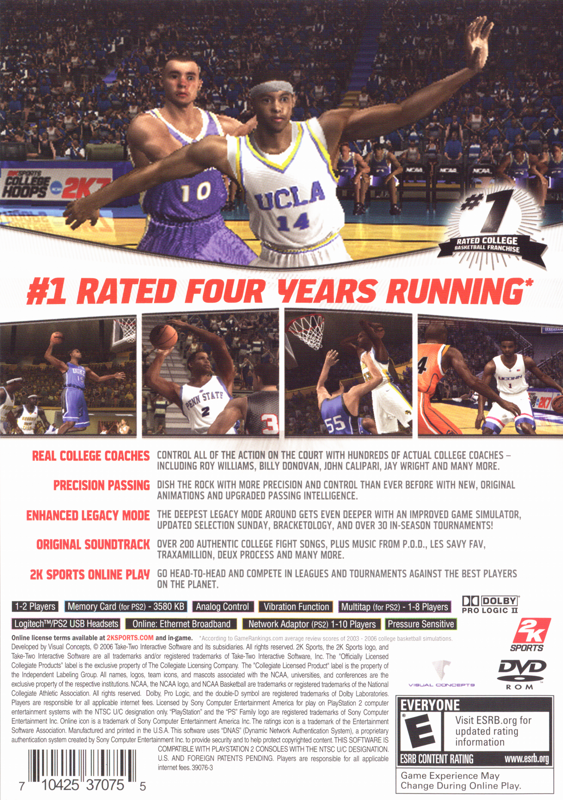 
College Hoops NCAA 2K7 | PlayStation 2 | back cover | Data by MobyGames.com