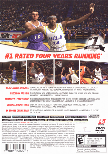 
College Hoops NCAA 2K7 | PlayStation 2 | back cover | Data by MobyGames.com