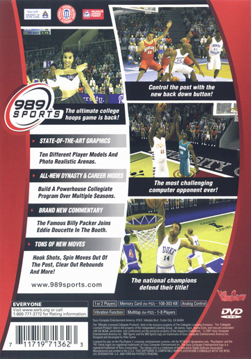NCAA Final Four 2002 | PlayStation 2 | back cover | region=North America | source-country=United States | zypher-v2 | moby-66c98a84a441 | Data by MobyGames.com