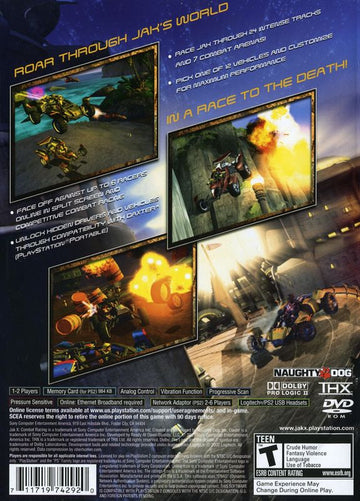 
Jak X: Combat Racing | PlayStation 2 | back cover | Region: North America | source-country=United States | Data by MobyGames.com