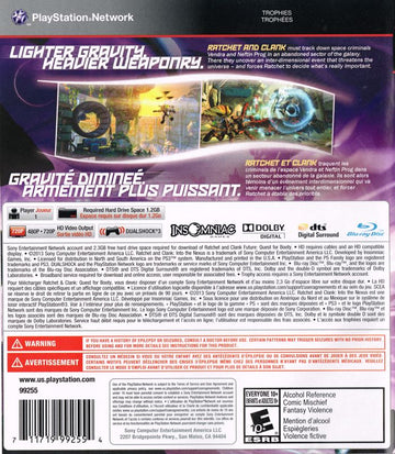 Ratchet & Clank: Into the Nexus | PlayStation 3 | back cover | region=North America | source-country=Canada | zypher-v2 | moby-4a90ee19f4e1 | Data by MobyGames.com