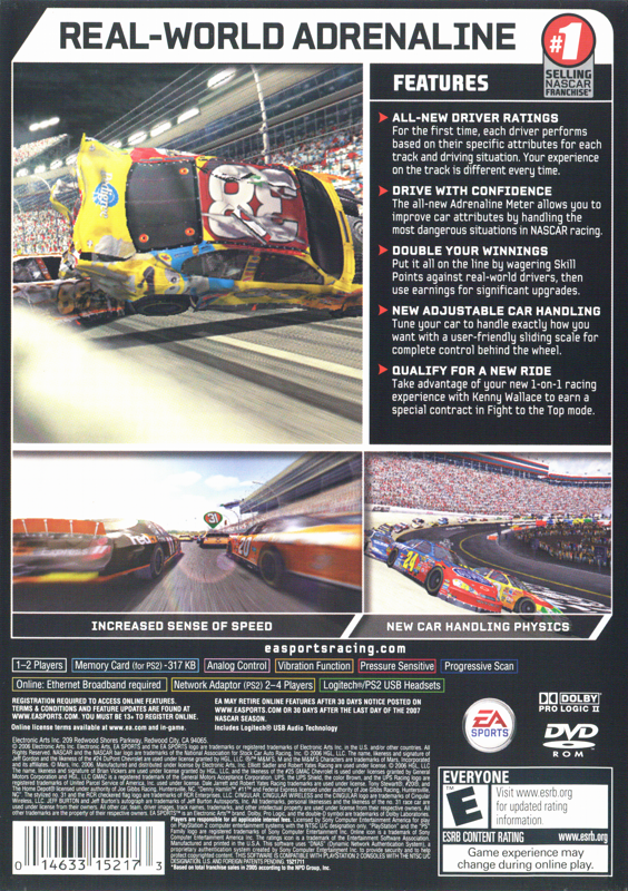 NASCAR 07 | PlayStation 2 | back cover | region=North America | source-country=United States | zypher-v2 | moby-7c14abfce82d | Data by MobyGames.com