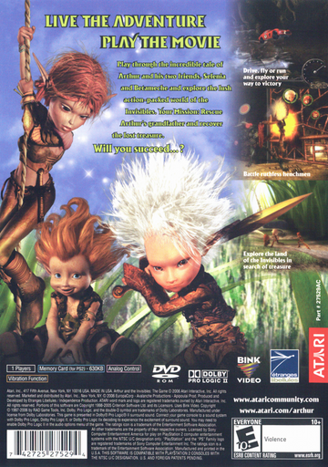 Arthur and the Invisibles: The Game | PlayStation 2 | back cover | region=North America | source-country=United States | zypher-v2 | moby-9310b97e9e6c | Data by MobyGames.com
