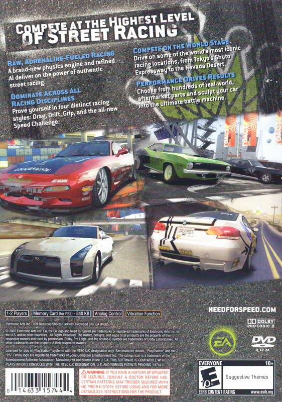 
Need for Speed: ProStreet | PlayStation 2 | back cover | Data by MobyGames.com
