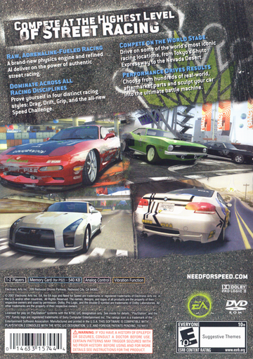 
Need for Speed: ProStreet | PlayStation 2 | back cover | Data by MobyGames.com