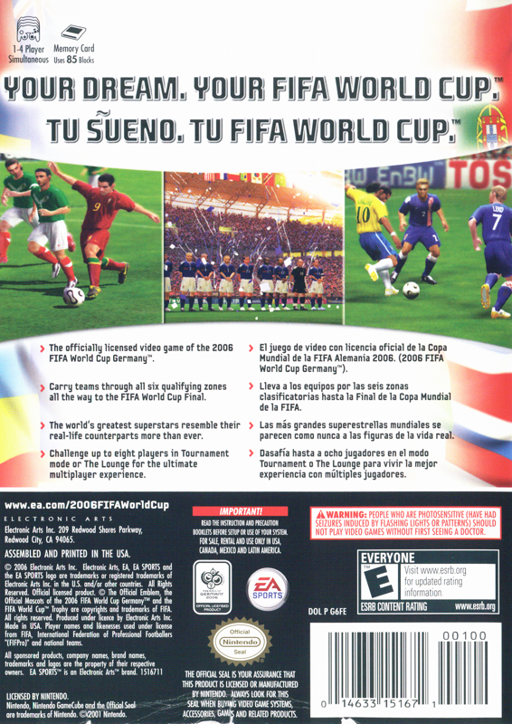 
FIFA World Cup: Germany 2006 | GameCube | back cover | Data by MobyGames.com