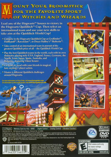 Harry Potter: Quidditch World Cup | PlayStation 2 | back cover | region=North America | source-country=Canada,United States | zypher-v2 | moby-35c1d774981f | Data by MobyGames.com