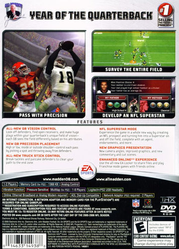 Madden NFL 06 | PlayStation 2 | back cover | region=North America | source-country=United States | zypher-v2 | moby-84b4b05a01c7 | Data by MobyGames.com