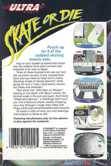 
Skate or Die | NES | back cover | Data by MobyGames.com